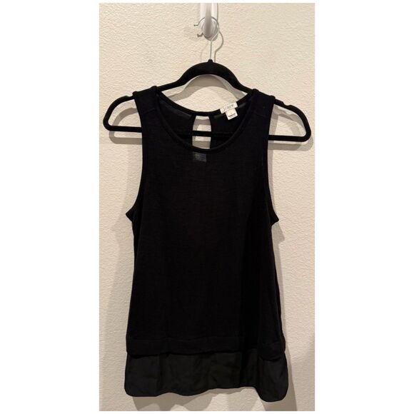 J.CREW Drapey Sleeveless Silky Hem Keyhole Back Black Tunic Tank Top - Picture 1 of 5